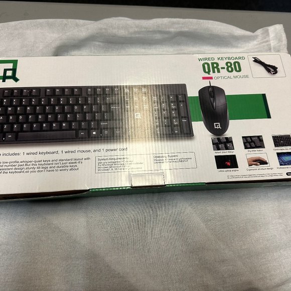 - QR-80 Wired USB Keyboard with Optical Mouse - Picture 1 of 1